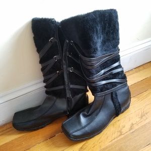 Black Leather & Fur Boots
